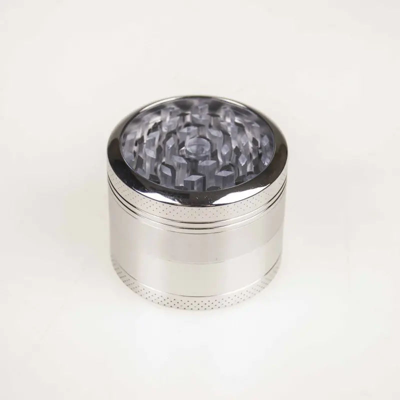 Metalowy Młynek 4-częściowy ze Szklaną Pokrywą 52 mm
