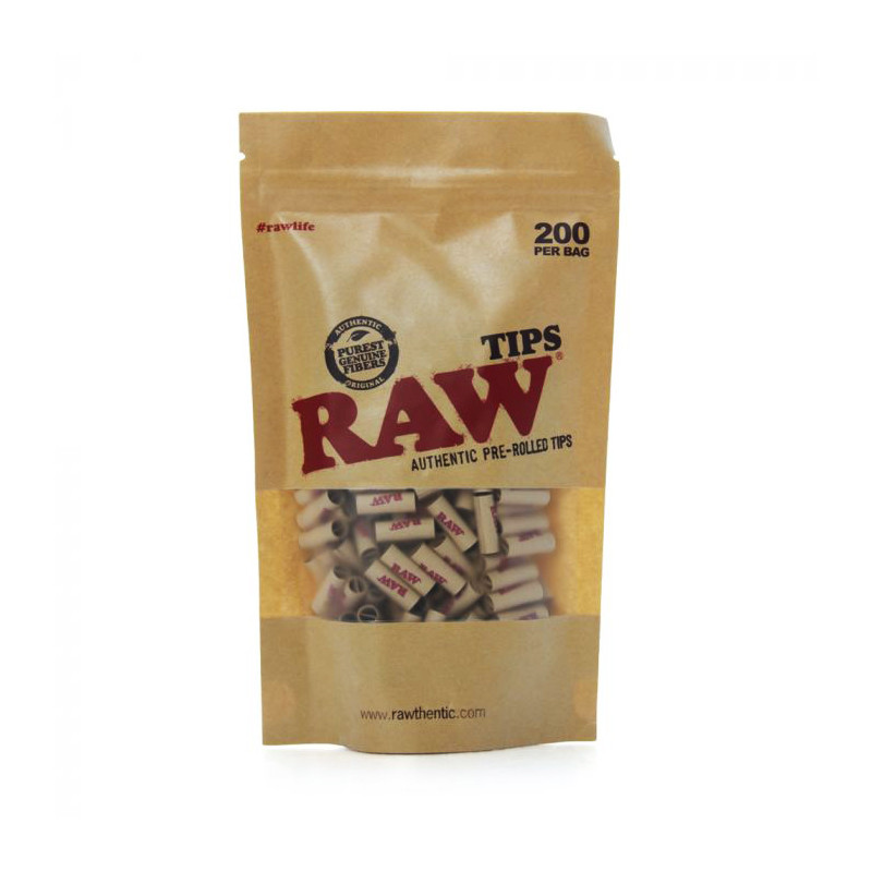 Ustniki papierowe RAW Prerolled Tips w Woreczku - 200 sztuk