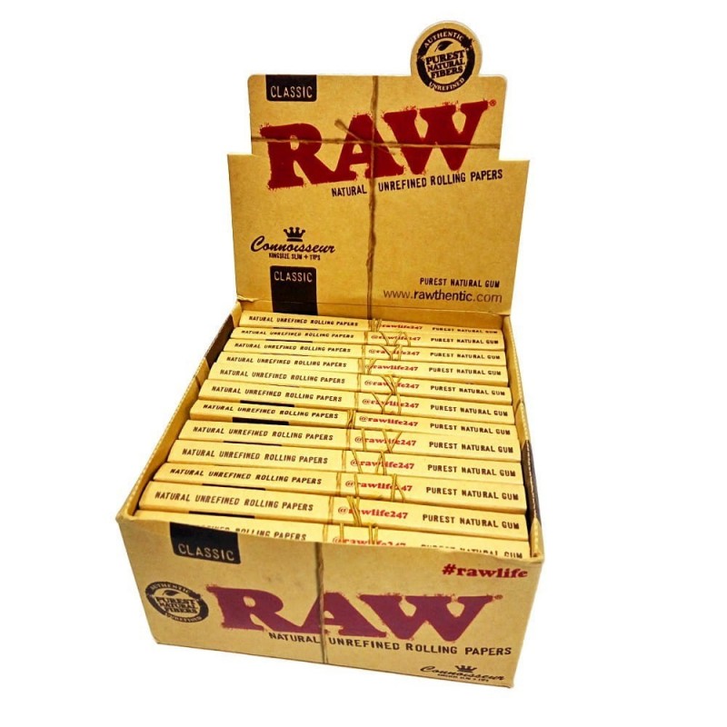 Bibułka RAW CONNOISSEUR KS slim + Tips BOX 24 szt