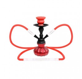 Fajka wodna Shisha 2-wężowa PLATE czerwona 25 cm