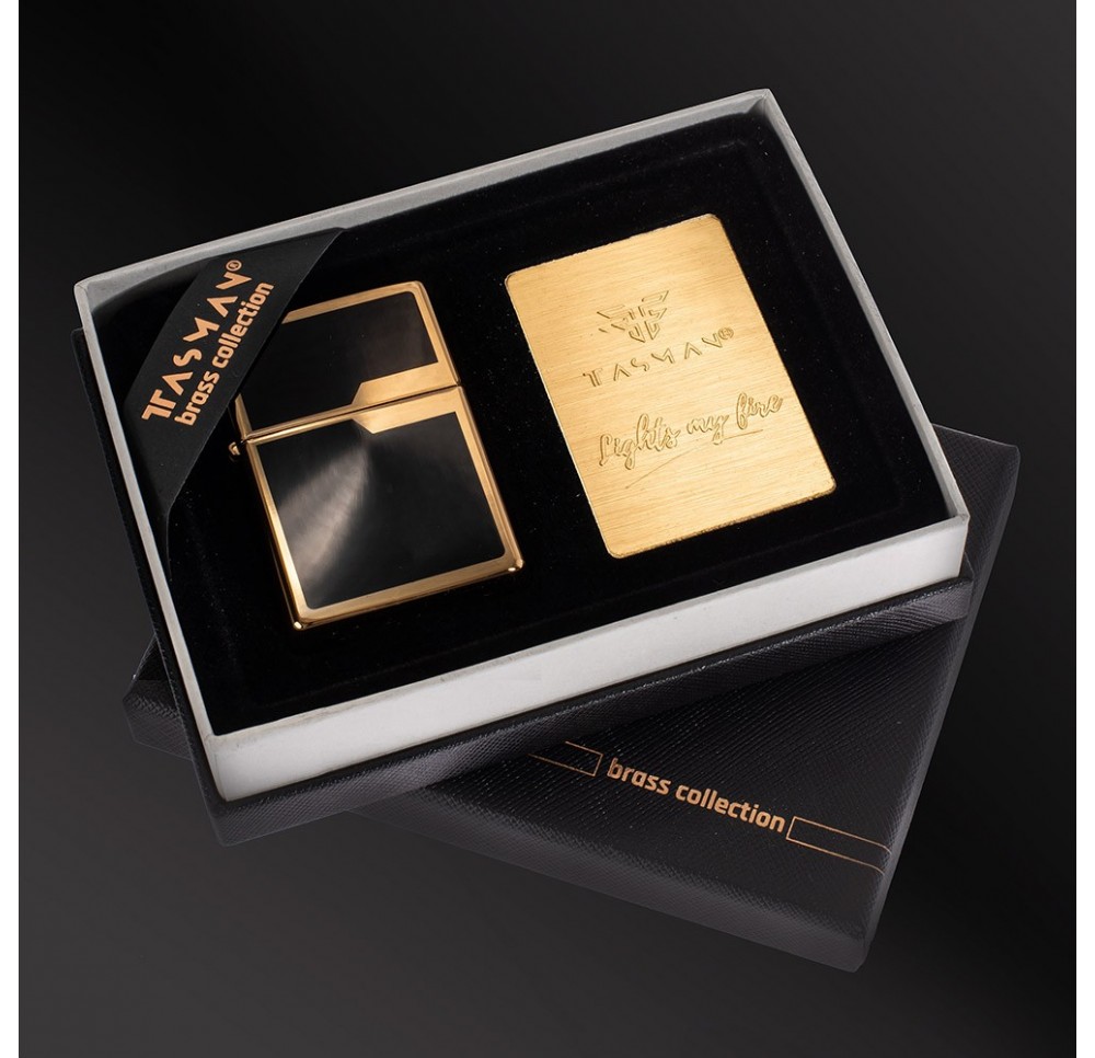 Zapalniczka benzynowa Tasman BRASS Milano złoto-czarna