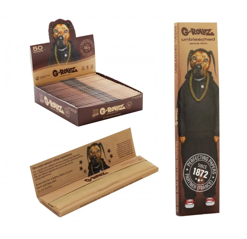 Bibułki G-Rollz Pets Rock Rap Unbleached King Size Slim