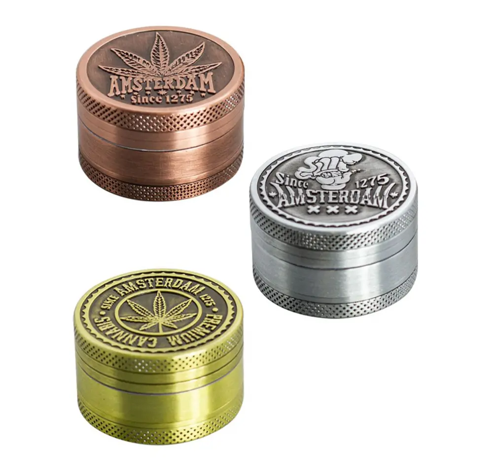 Młynek Metalowy Amsterdam Leaf 3-część 40mm MIX
