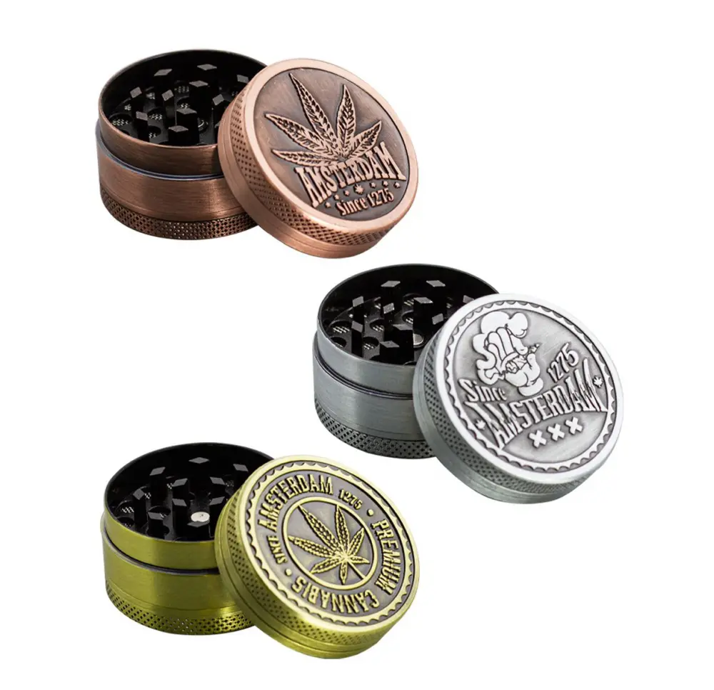 Młynek Metalowy Amsterdam Leaf 3-część 40mm MIX
