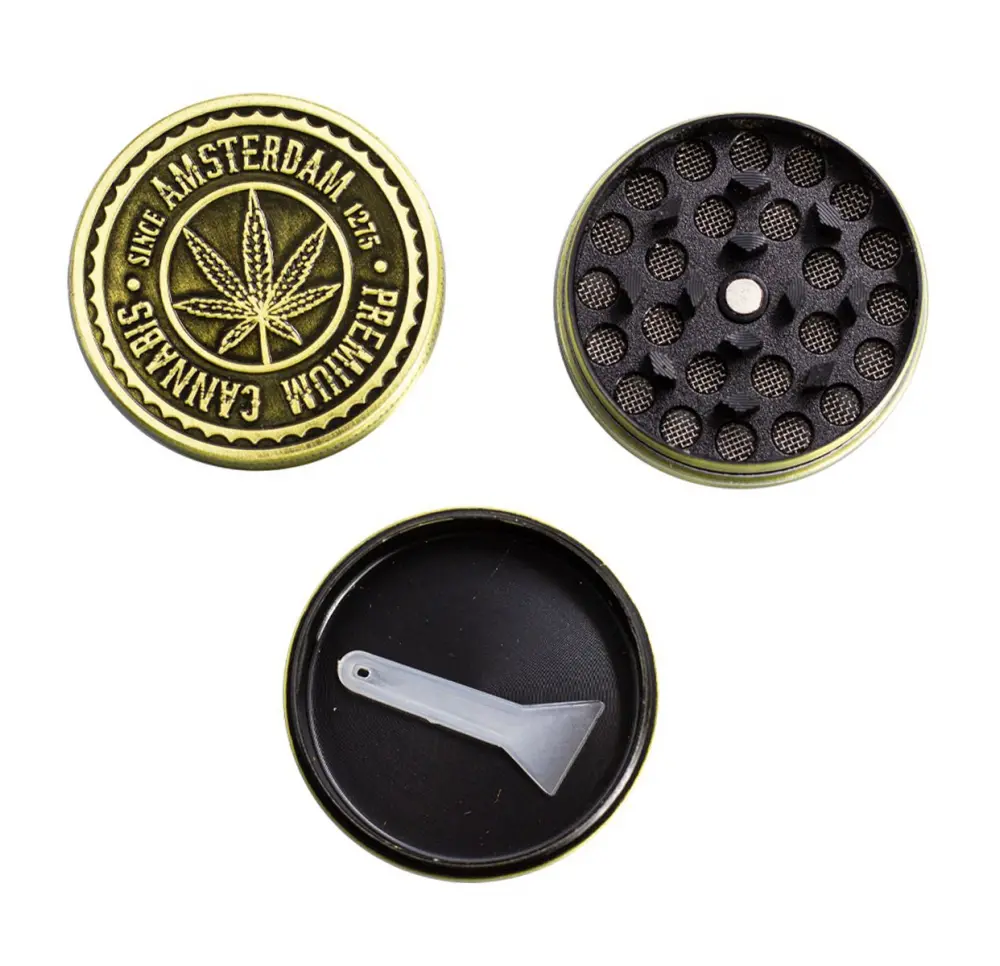 Młynek Metalowy Amsterdam Leaf 3-część 40mm MIX