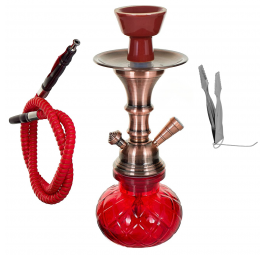 Fajka wodna / Shisha 1-wężowa czerwona - RED 28cm