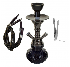 Fajka wodna Shisha 2-wężowa czarna - BLACK 28cm