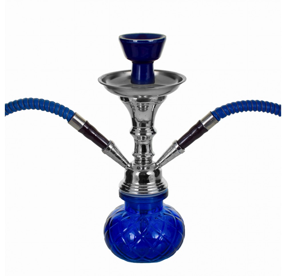 Fajka wodna / Shisha 2-wężowa niebieska - BLUE 28cm