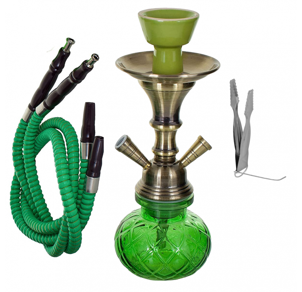 Fajka wodna / Shisha 2-wężowa zielona - GREEN 28cm