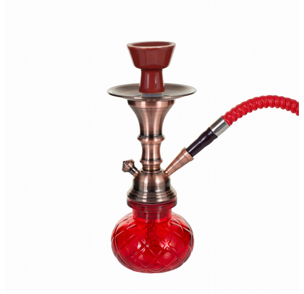 Fajka wodna / Shisha 1-wężowa czerwona - RED 28 cm ZESTAW