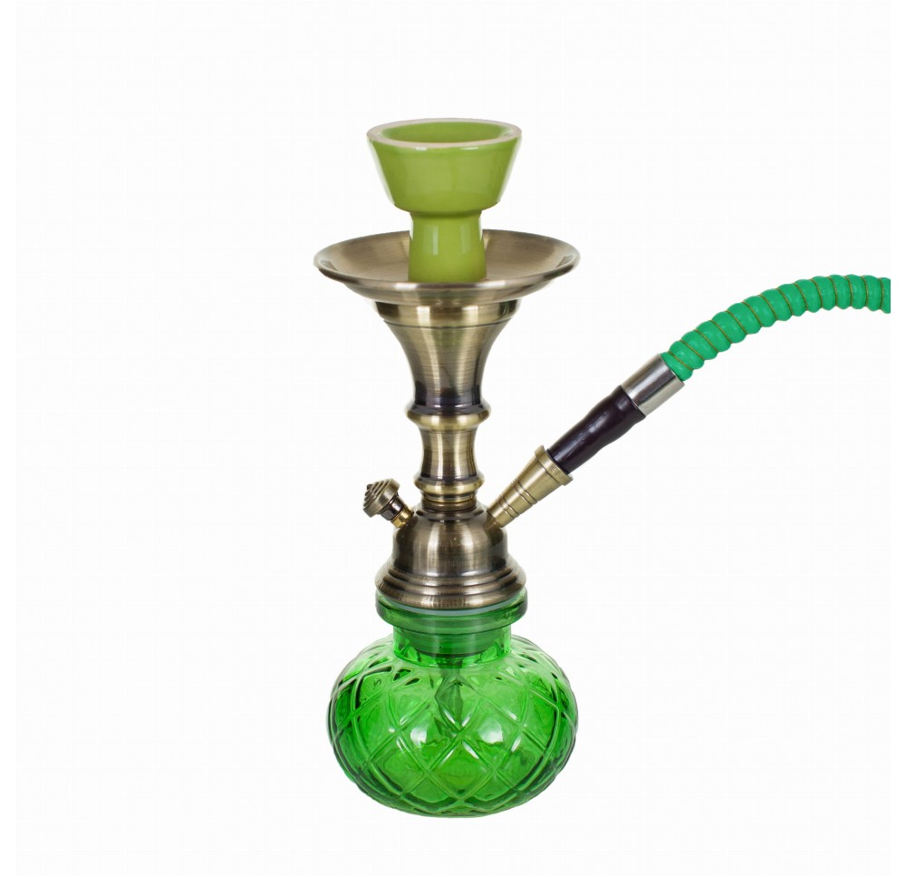 Fajka wodna / Shisha 1-wężowa zielona - GREEN 28 cm ZESTAW