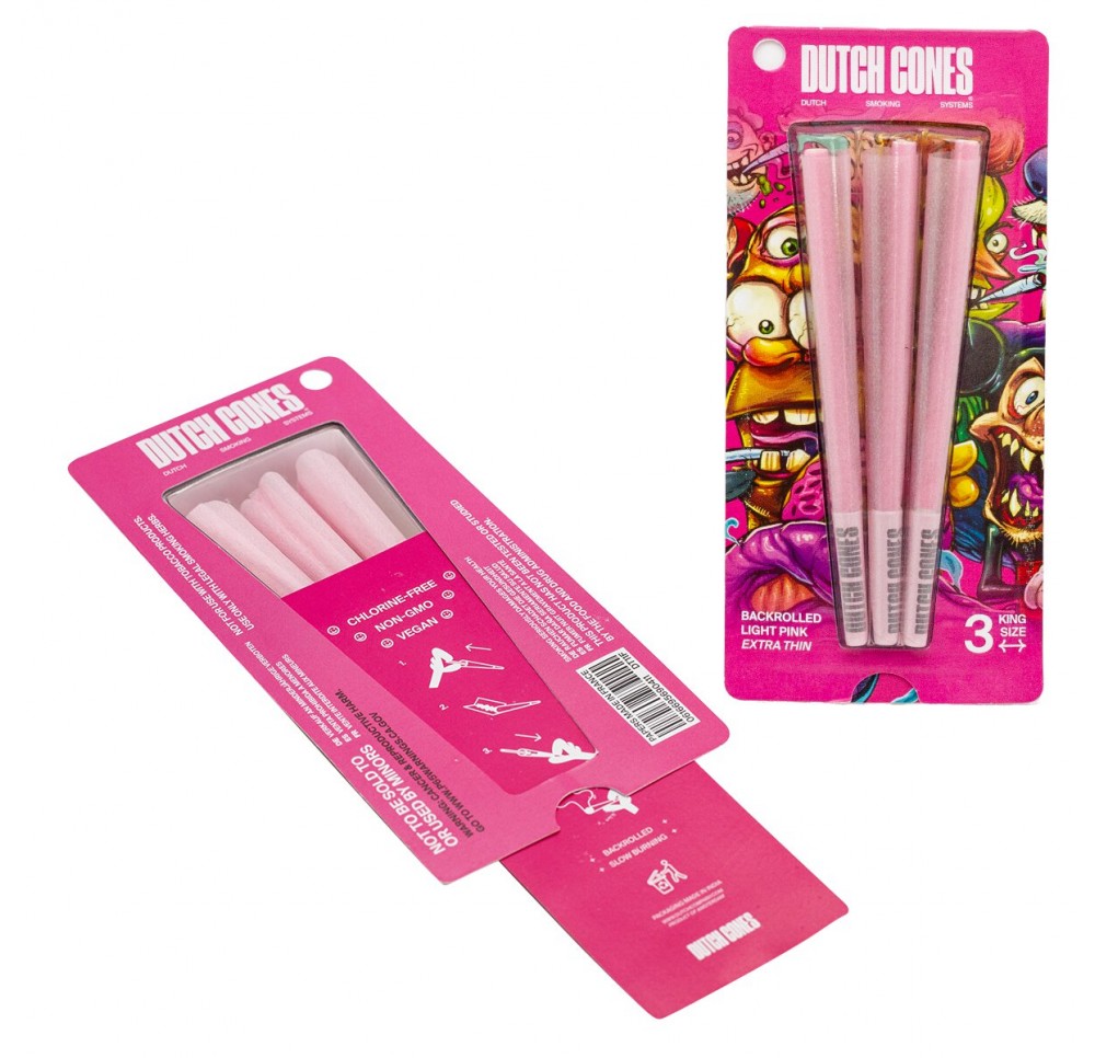 Bibułki Skręcone Dutch Cones King Size Pink 3 szt.