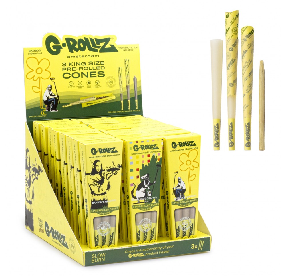 Bibułki Skręcone G-Rollz Banksy Bamboo KS 3 szt.