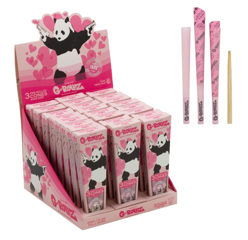 Bibułki Skręcone G-Rollz Banksy Panda KS Pink 3 szt.