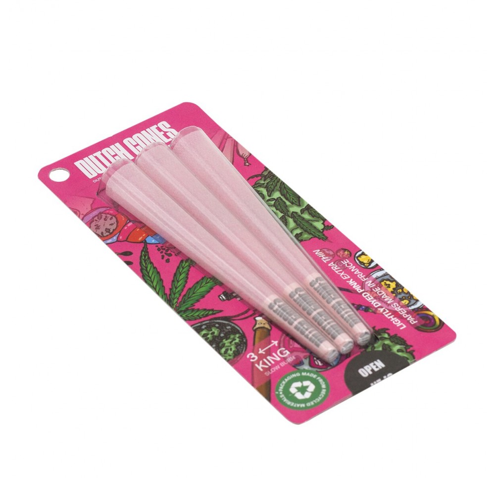 Bibułki Skręcone Dutch Cones King Size Pink 3 szt.