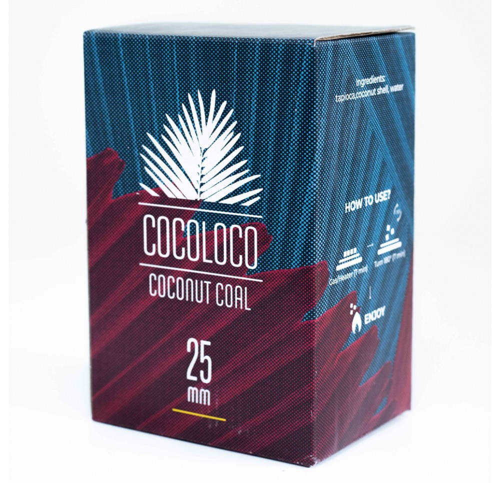 Węgiel Kokosowy "Cocoloco" 1 kg (25 mm) - 72 kostki 25x25x25 mm