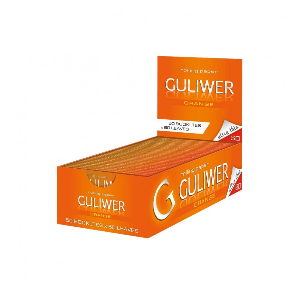 BOX - 50 x Bibułki Guliwer Orange 70x36 mm - 60 szt.