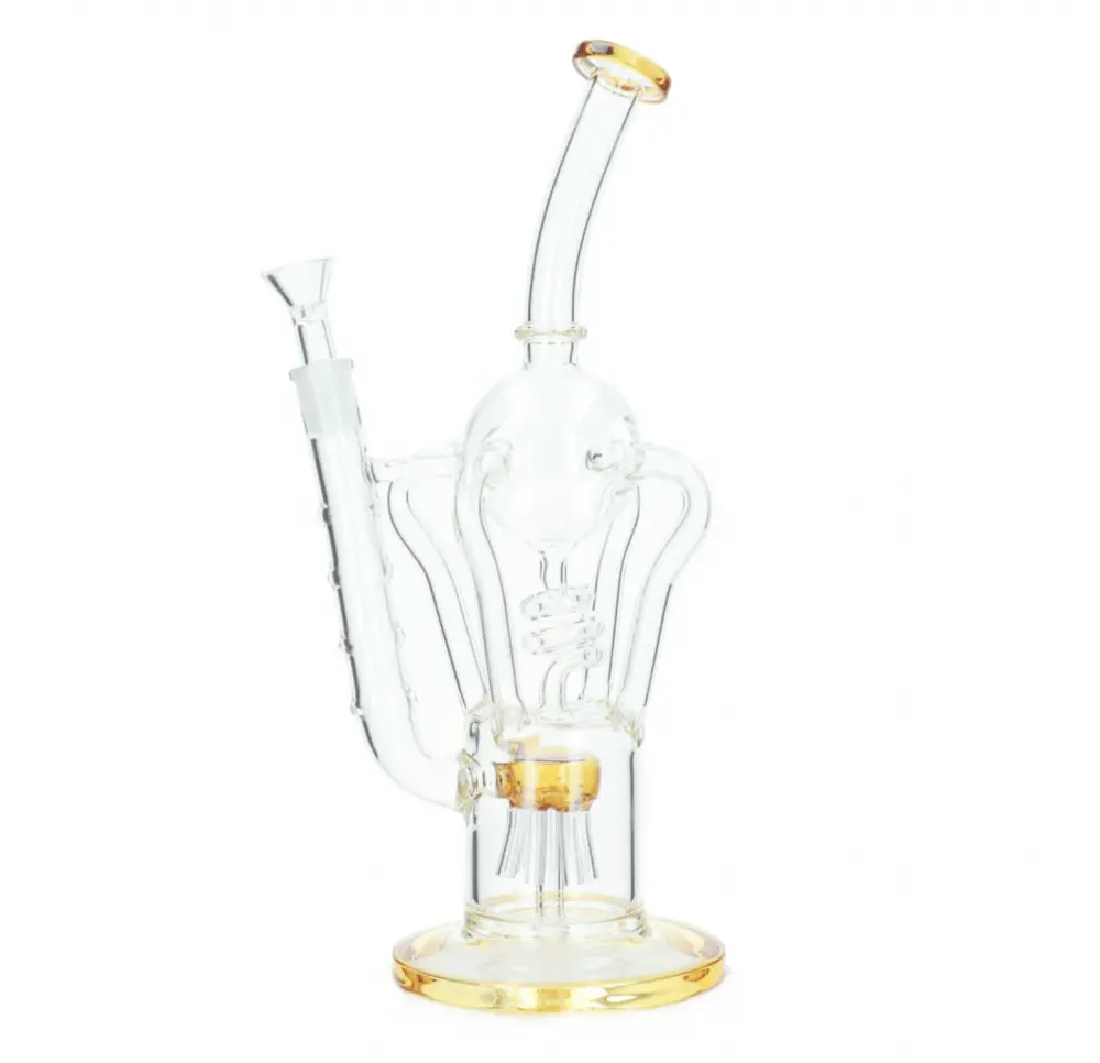 Bongo Szklane Żółty Turbo Recykler 36 cm / 5 mm