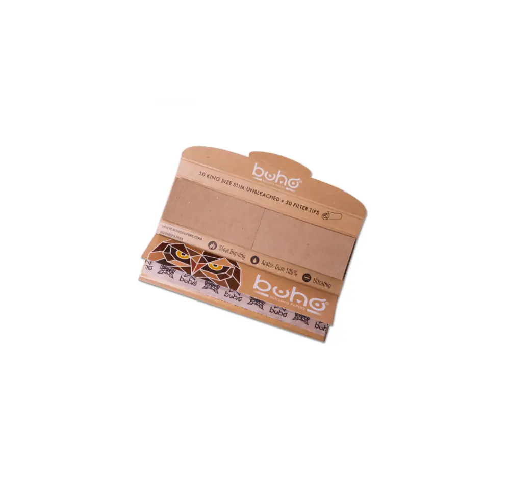 BOX - 24 x Bibułki BUHO Natural King Size Slim + Tips