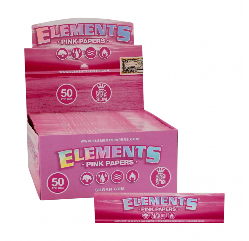 Bibułki Elements PINK King Size Slim