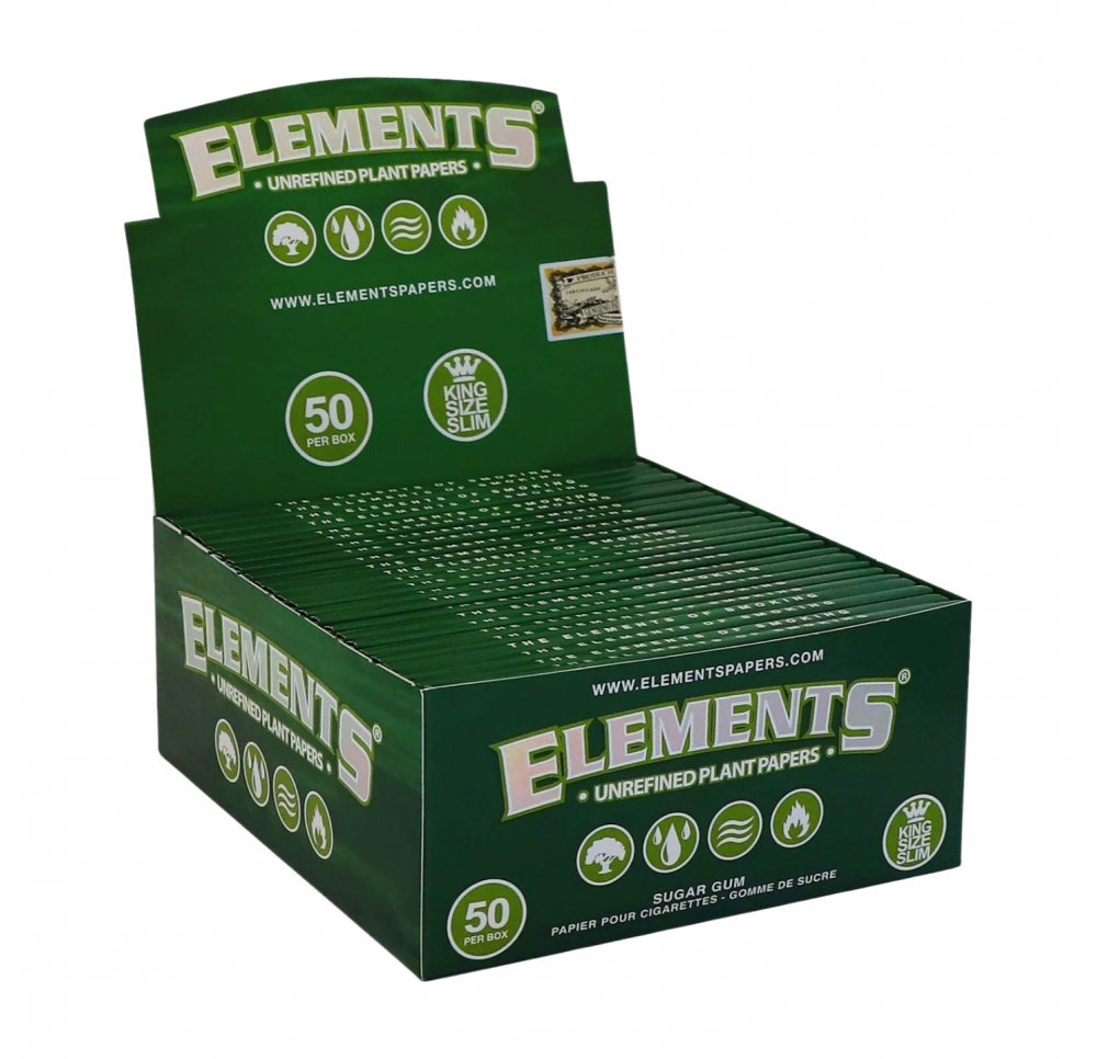 Bibułki Elements GREEN King Size Slim