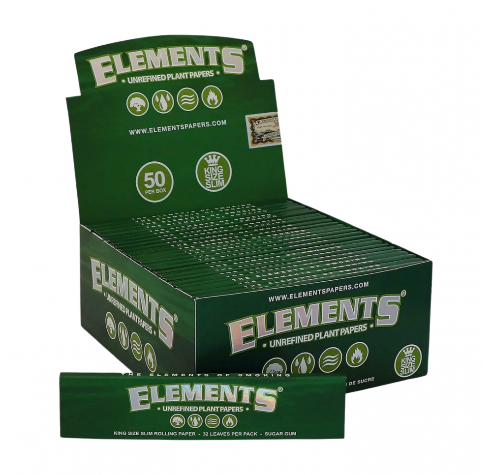 Bibułki Elements GREEN King Size Slim