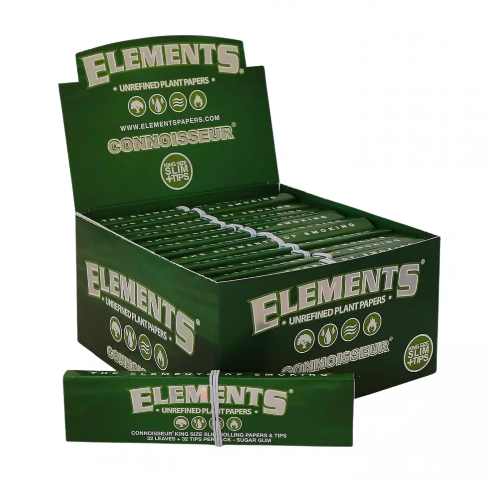 Bibułki Elements Conn GREEN King Size Slim+Filterki