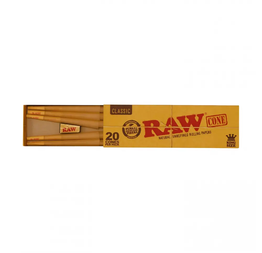 Stożki skręcone bibułki RAW KS z filtrami 20szt