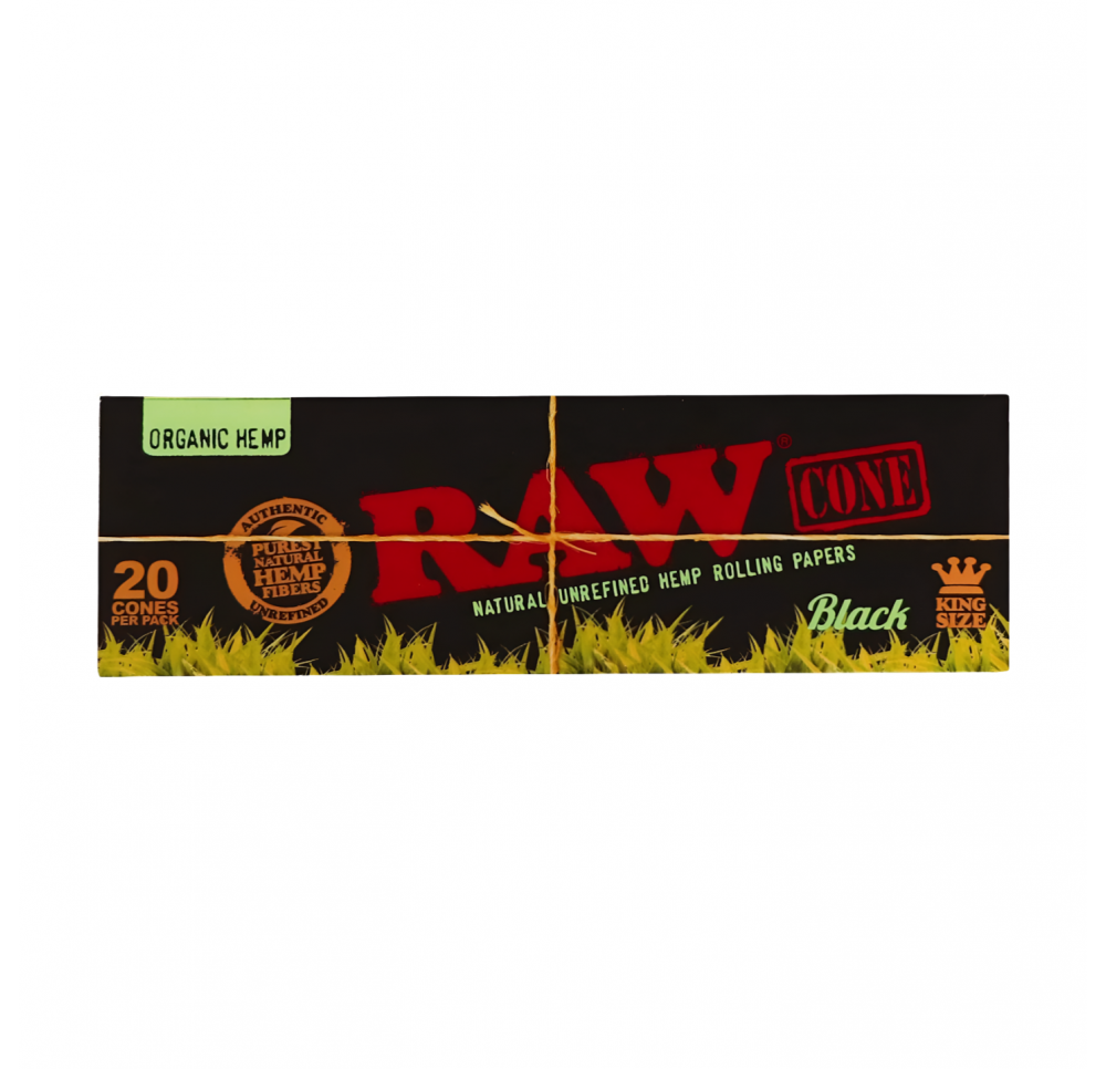 Skręcone bibułki RAW Black KS filtry organic 20szt