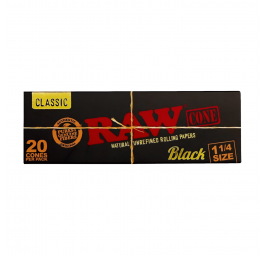 Skręcone bibułki RAW Black 1 1/4 z filtrami 20szt