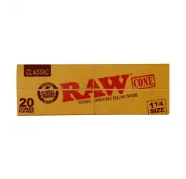 Stożki skręcone bibułki RAW 1 1/4 z filtrami 20szt