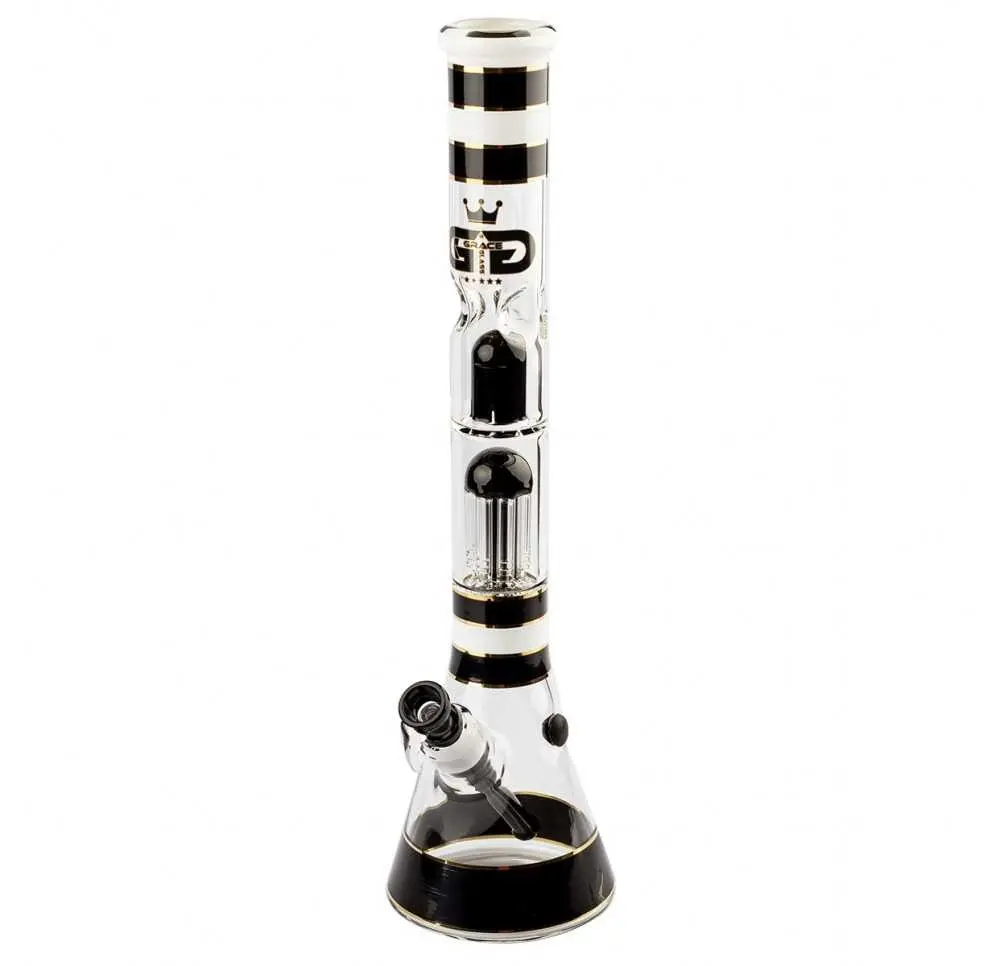 Szklane Bongo Grace Glass Golden Line Filtracja Czarne 46 cm
