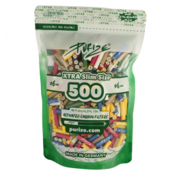 Filtry z Aktywnym Węglem Purize Multicolor Xtra Slim 500 sztuk