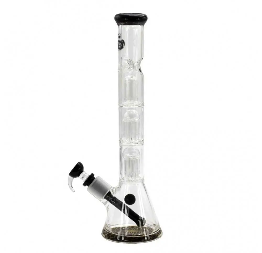 Bongo Grace Glass Double Six Arm + Percolator Beaker Black 34cm 18,8/14,5mm