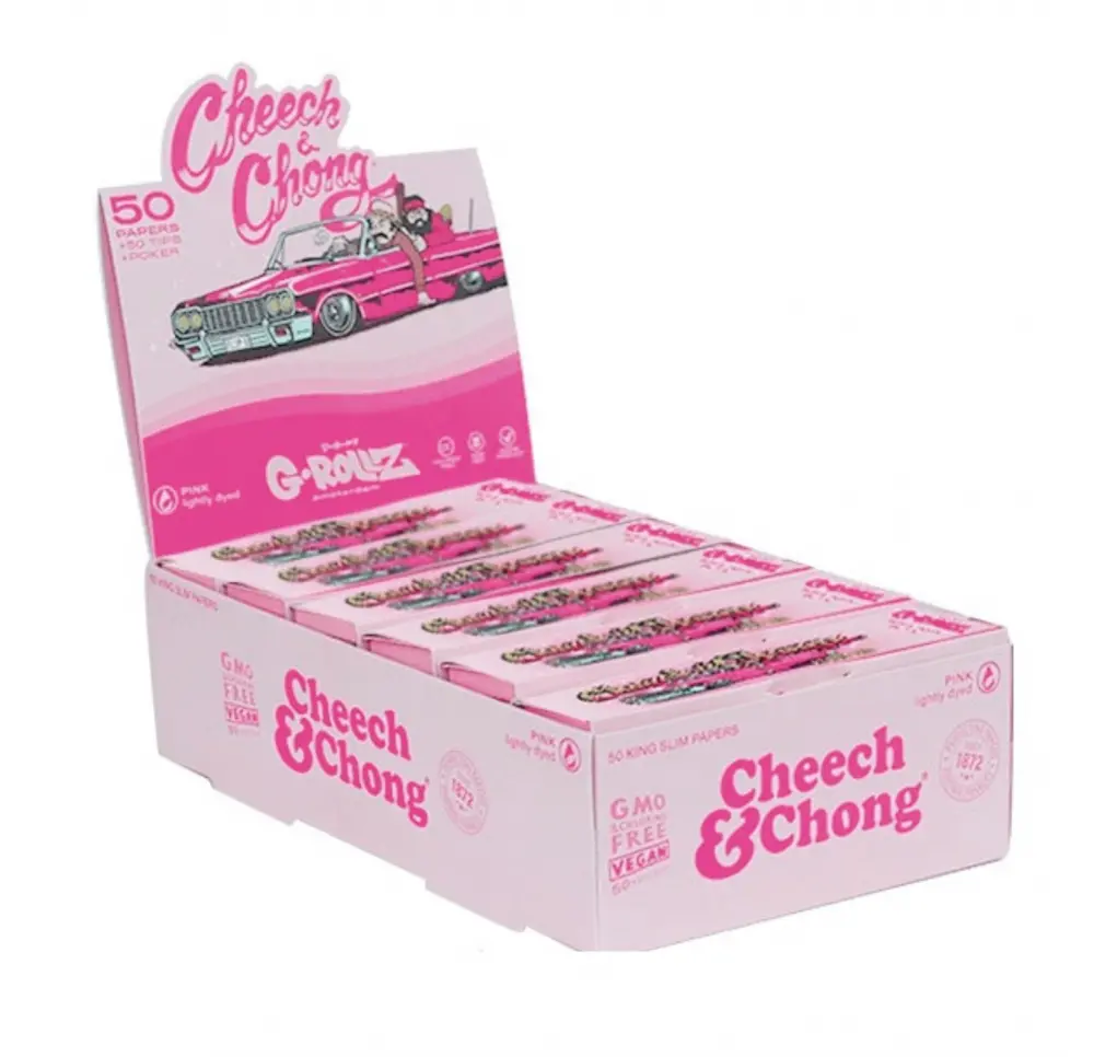Bibułki G-Rollz Cheech&Chong Lowrider Pink + Tips KS Slim