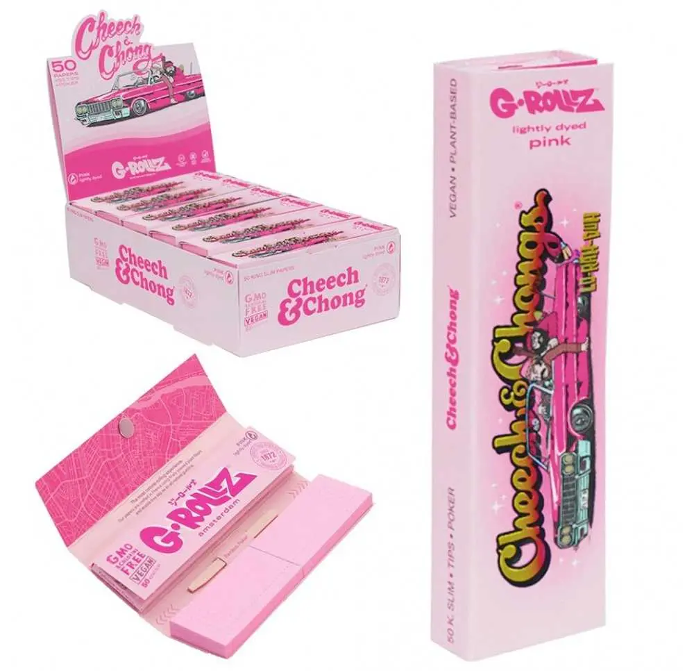 Bibułki G-Rollz Cheech&Chong Lowrider Pink + Tips KS Slim