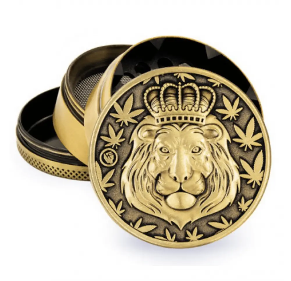 Młynek metalowy Fire Flow Gold Lion 4-część 5cm