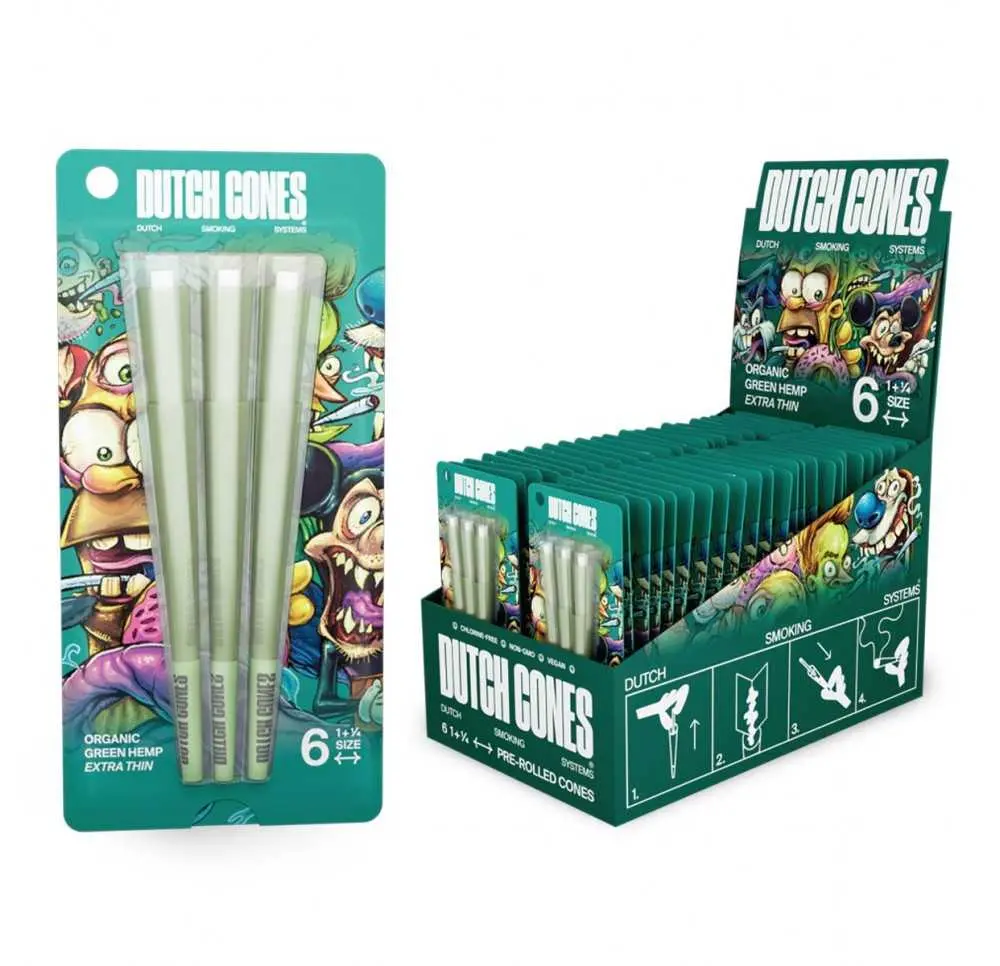Bibułki skręcone Dutch Cones 1 1/4 Green Hemp 6 szt.