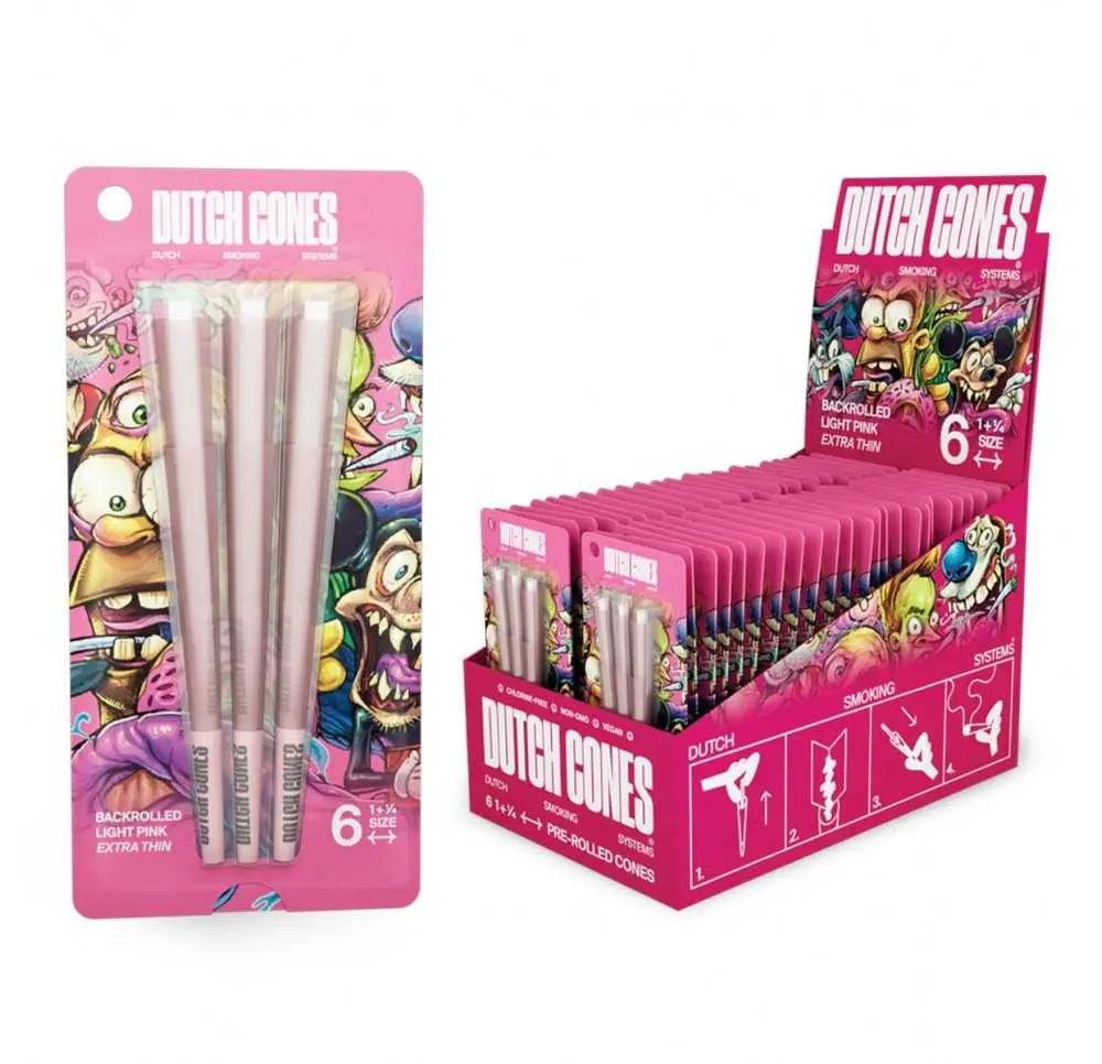 Bibułki skręcone Dutch Cones 1 1/4 Pink 6 szt.