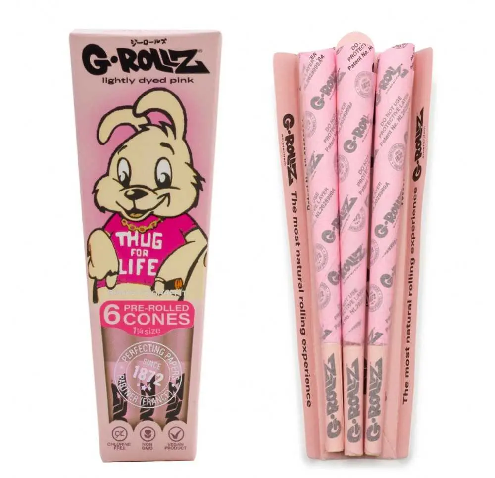 Bibułki skręcone G-Rollz Banksy Thug for Life 1 1/4 Pink 6 szt.