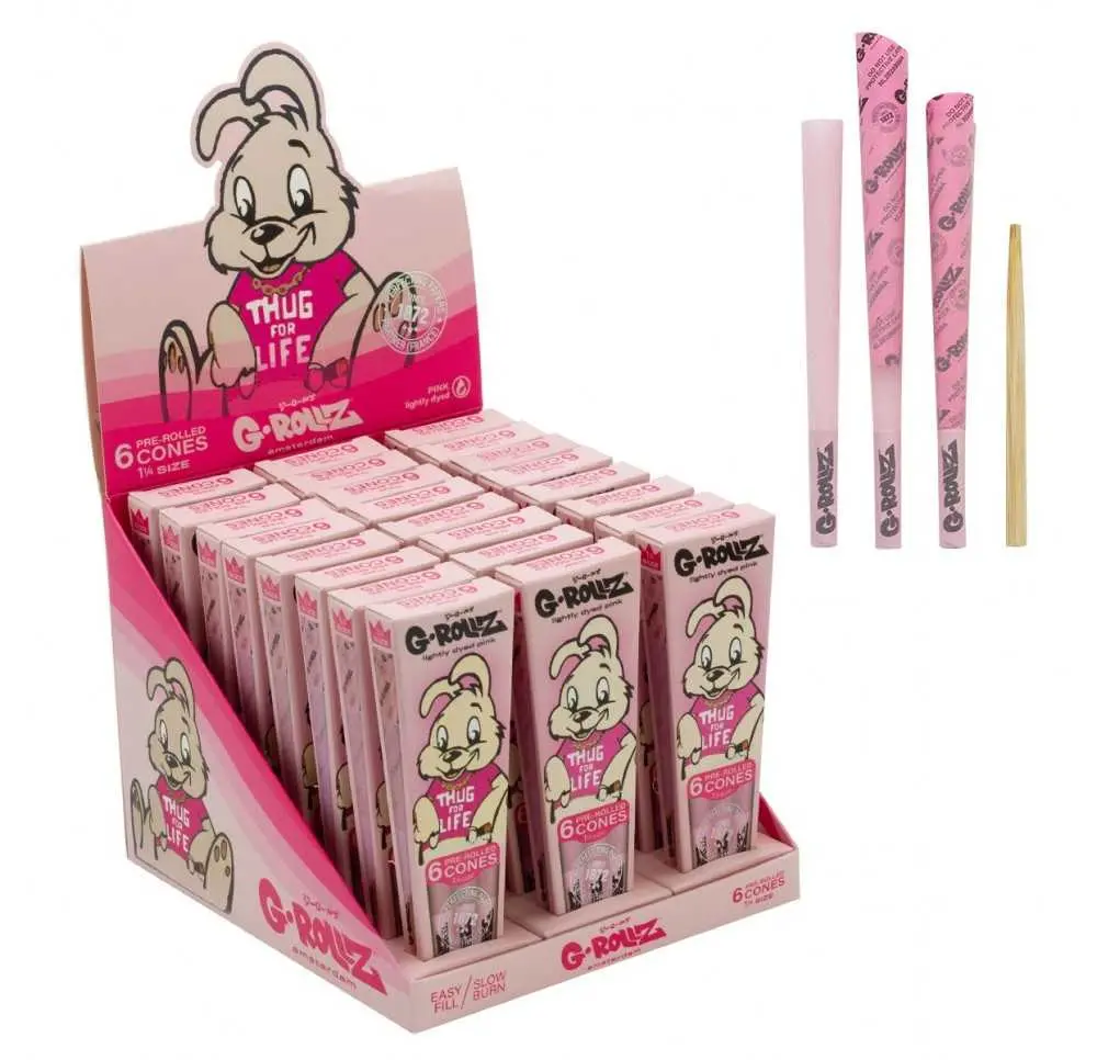 Bibułki skręcone G-Rollz Banksy Thug for Life 1 1/4 Pink 6 szt.