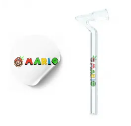 Lufka szklana z grafiką MARIO Zagięta  - 9 cm