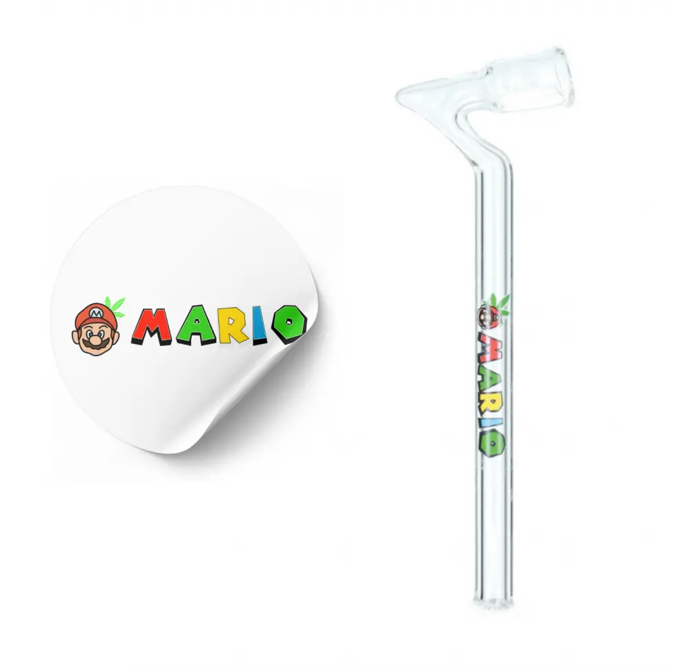 Lufka szklana z grafiką MARIO Zagięta  - 9 cm