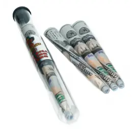 Bibułki skręcone Dolar w szklanej tubce - 3 szt.