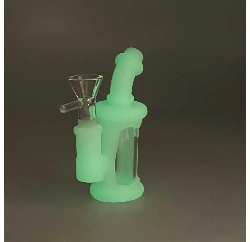 Bongo fluorescencyjne silikonowo-szklane Stripes 11,5 cm 14,5 mm