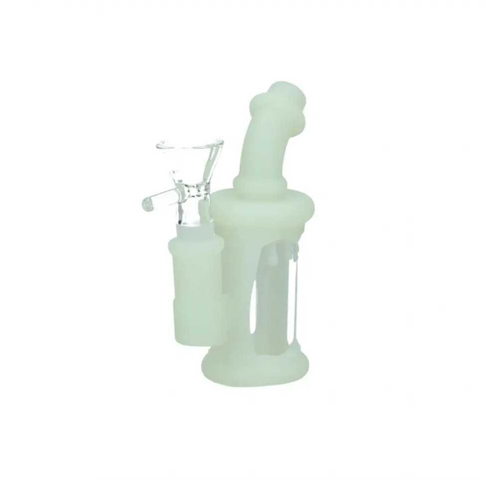 Bongo fluorescencyjne silikonowo-szklane Stripes 11,5 cm 14,5 mm