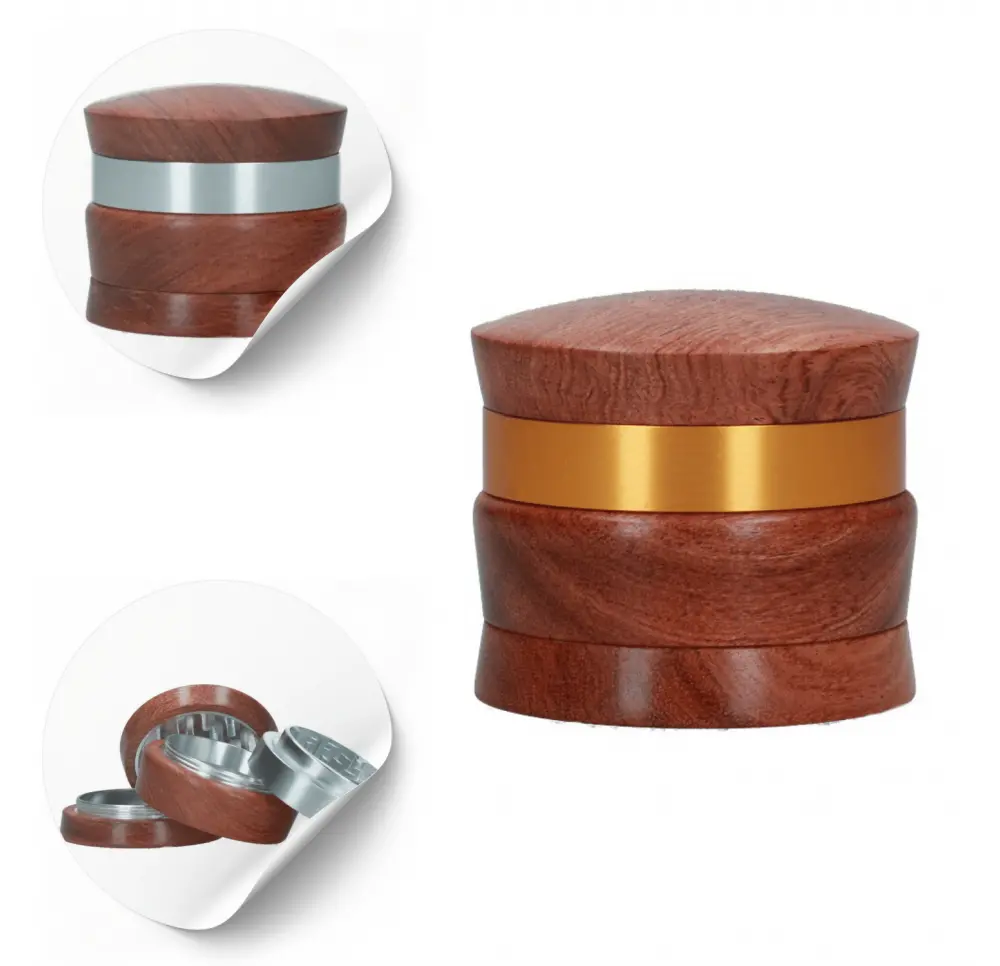 Młynek metalowo-drewniany Nigeria 4 części 67 mm | MIX kolor
