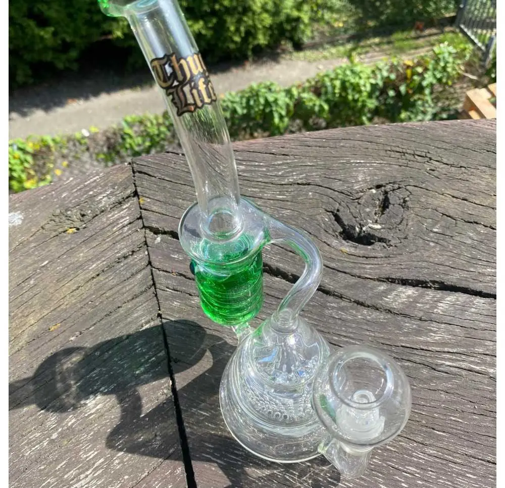 Bongo szklane Thug Life Bermuda Green 21cm  do DAB/WAX - OUTLET - bongo + gwóźdź + komin