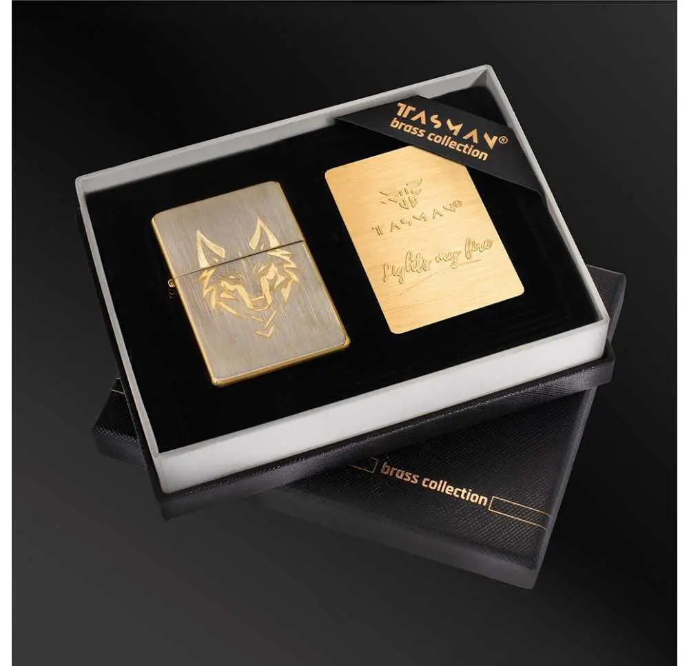 Zapalniczka benzynowa Tasman BRASS Wilk