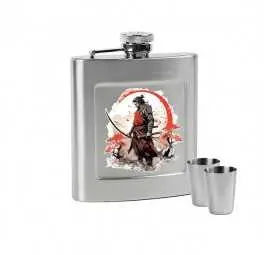 Zestaw piersiówka Dan Barmore SAMURAJ 240ml z kieliszkami